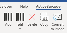 ActiveBarcode: Barcode Add-In for Microsoft® Word® 365, 2021, 2019, 2016, 2013, 2010