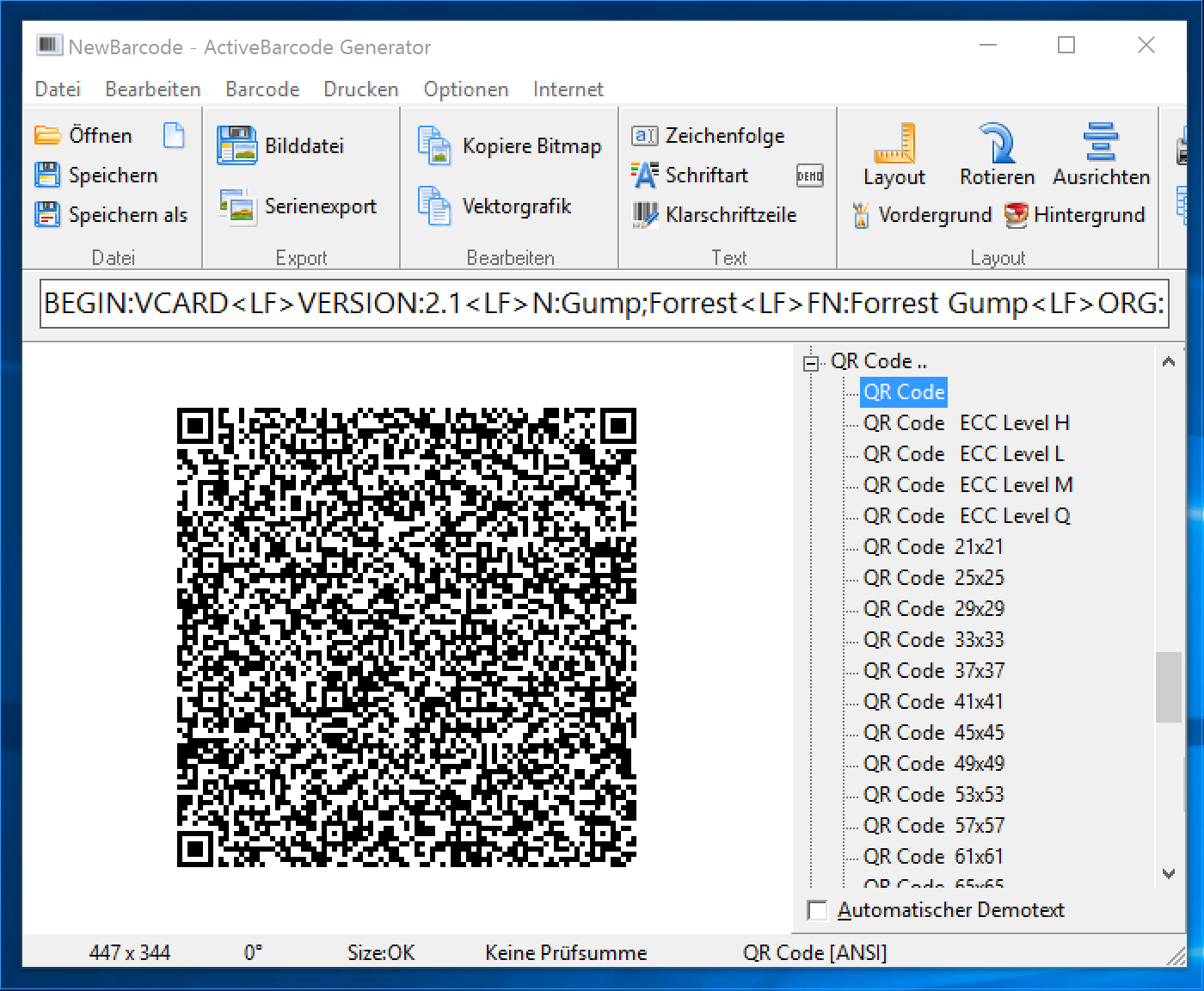 ActiveBarcode: Barcode Generator QR Code vCard