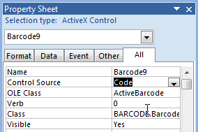 ActiveBarcode: Barcode, Access 2007