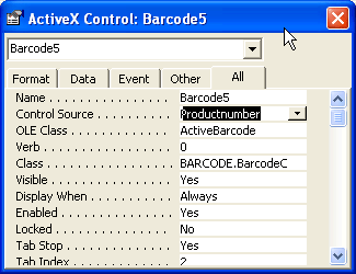 ActiveBarcode: Barcode, Access 2000, XP, 2003