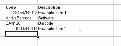 ActiveBarcode: Barcode labels with imported data