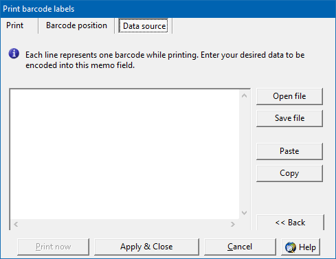 ActiveBarcode: Barcode labels with imported data