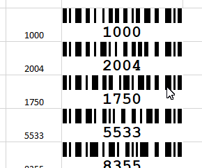 ActiveBarcode: Barcode, Excel