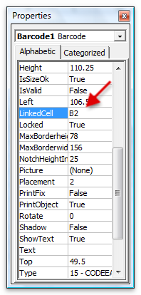 ActiveBarcode: Barcode, Excel 2007