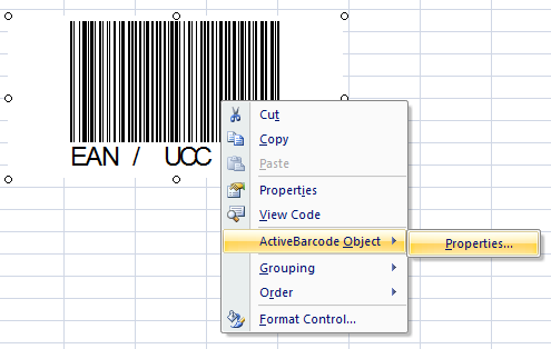 ActiveBarcode: Barcode, Excel 2007