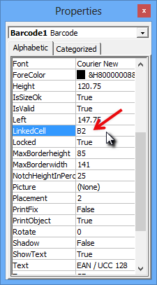 ActiveBarcode: Barcode, Excel