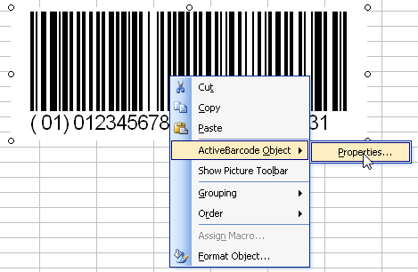 ActiveBarcode: Barcode, Excel 97, 2000, XP, 2003