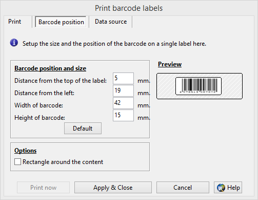 ActiveBarcode: Print barcodes on continous labels