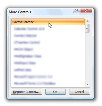 ActiveBarcode: Barcode, Excel 2007