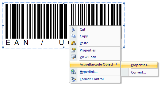 ActiveBarcode: Barcode, Word 2007