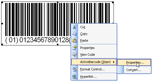 ActiveBarcode: Barcode, Word 97-2003