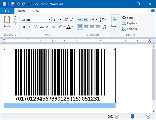 ActiveBarcode: Barcode, WordPad