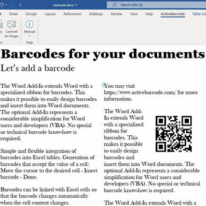 ActiveBarcode: Word<br>Barcode Add-in