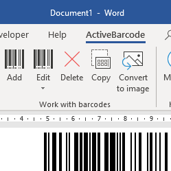 ActiveBarcode: Word<br>Barcode Add-in